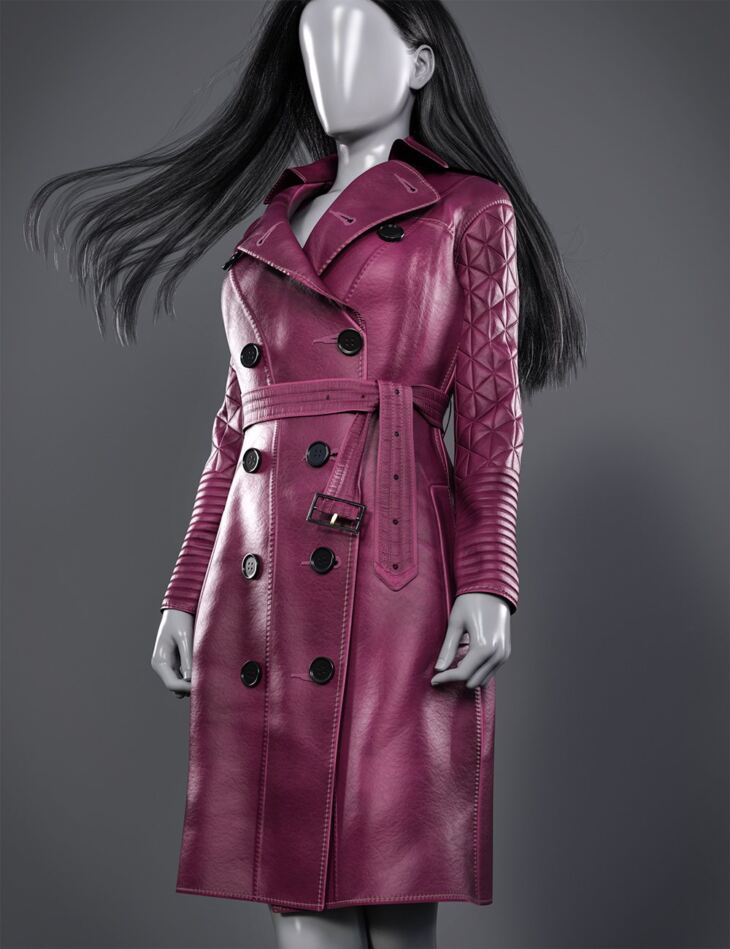 dForce Winter Trench Coat Outfit for Genesis 9, 8, and 8.1 Female_DAZ3D下载站