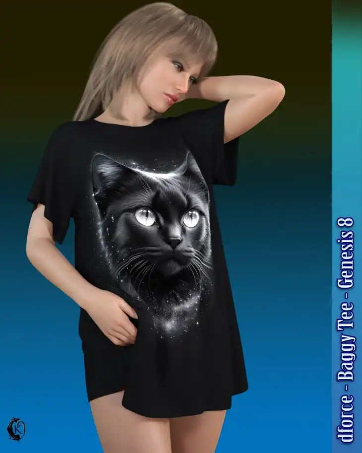 dforce – Baggy Tee – Genesis 8 & Genesis 9_DAZ3D下载站