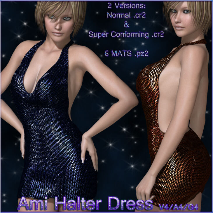 Ami Halter Dress V4-A4-G4_DAZ3D下载站
