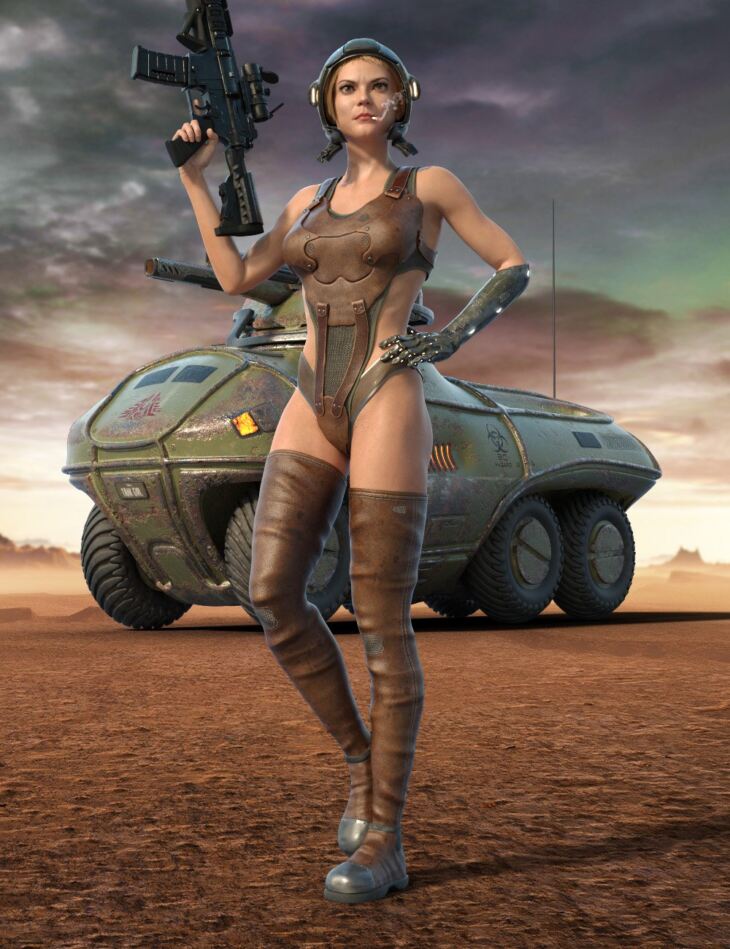 Apocalyptic Army Girl Outfit and Hair for Genesis 8 Females_DAZ3DDL