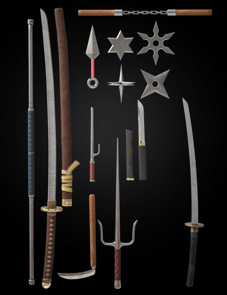 BW Shadow Weapons Set for Genesis 9, 8 and 8.1_DAZ3D下载站