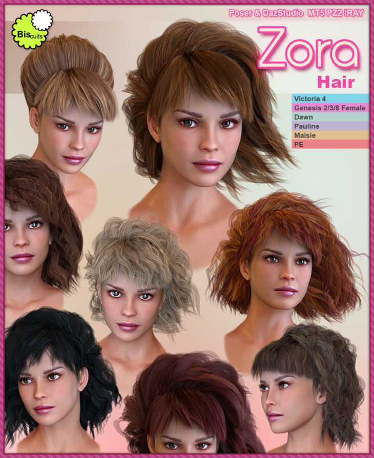 Biscuits Zora Hair_DAZ3DDL