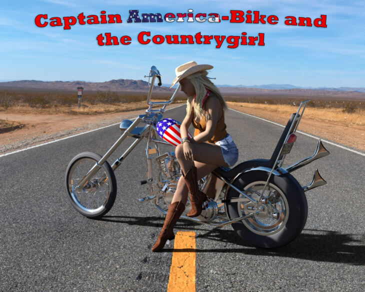 Captain America Motorbike and The Countrygirl_DAZ3DDL
