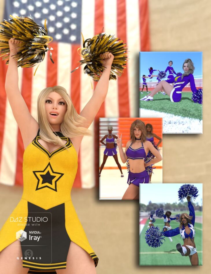 Female cheerleader different poses Royalty Free Vector Image