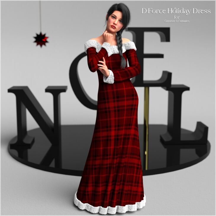 D-Force Holiday Dress for G9 Females_DAZ3D下载站
