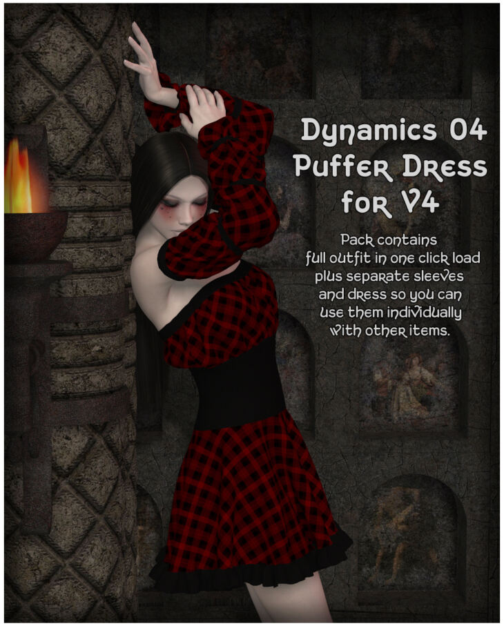 Dynamics 04 – Puffer Dress for V4_DAZ3DDL