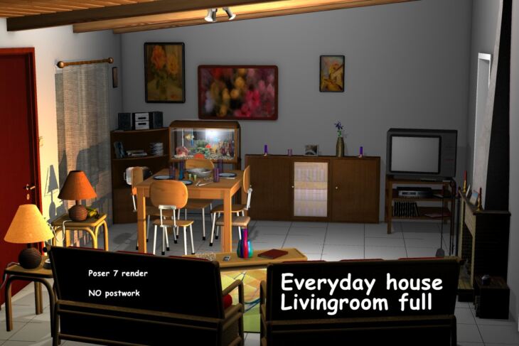 Everyday house – Living room full_DAZ3D下载站