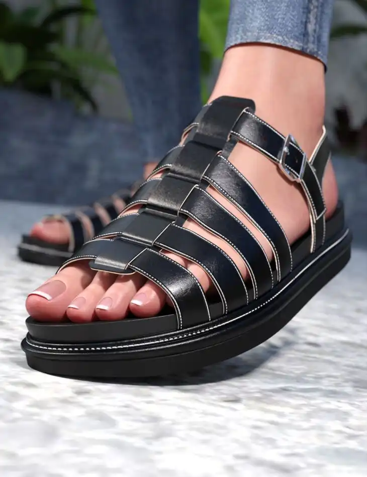Hannah Platform Sandals For Genesis 9 and 8 Female_DAZ3D下载站