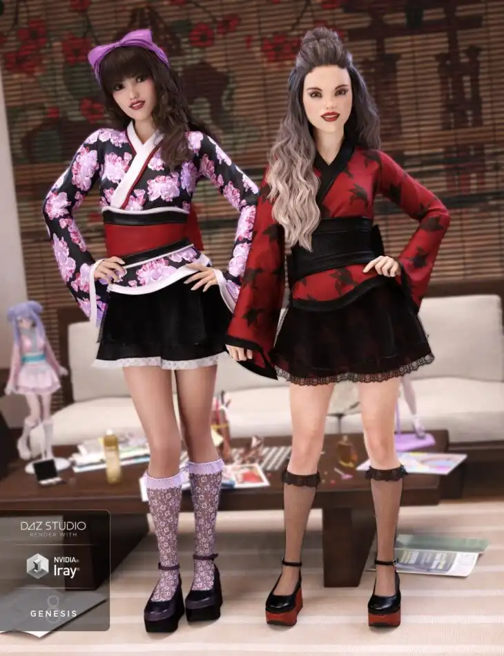 Kawaii Kimono Outfit Textures_DAZ3D下载站