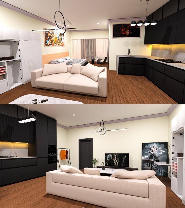Luxurious Studio Apartment_DAZ3D下载站