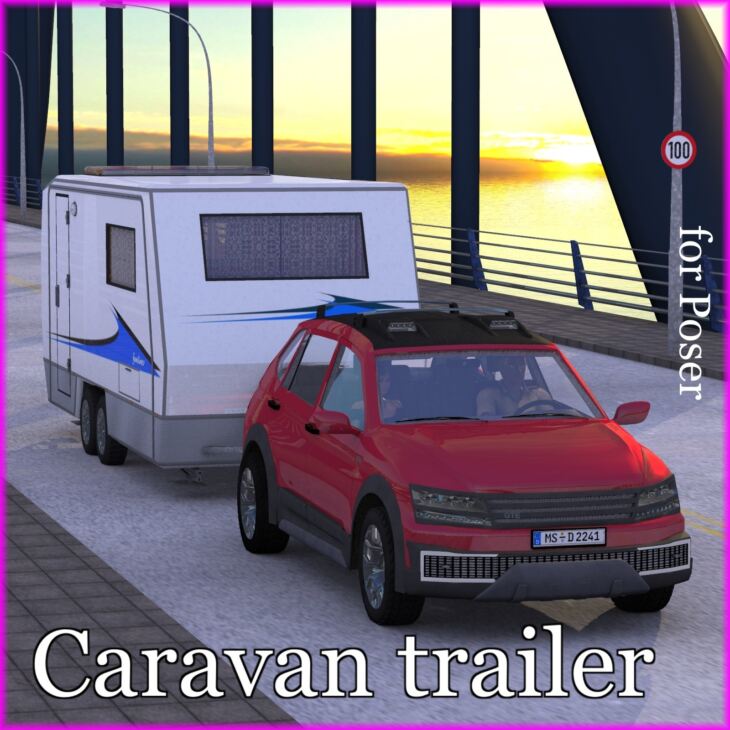 NM-Wohnwagen Gespann – Caravan and Car_DAZ3D下载站
