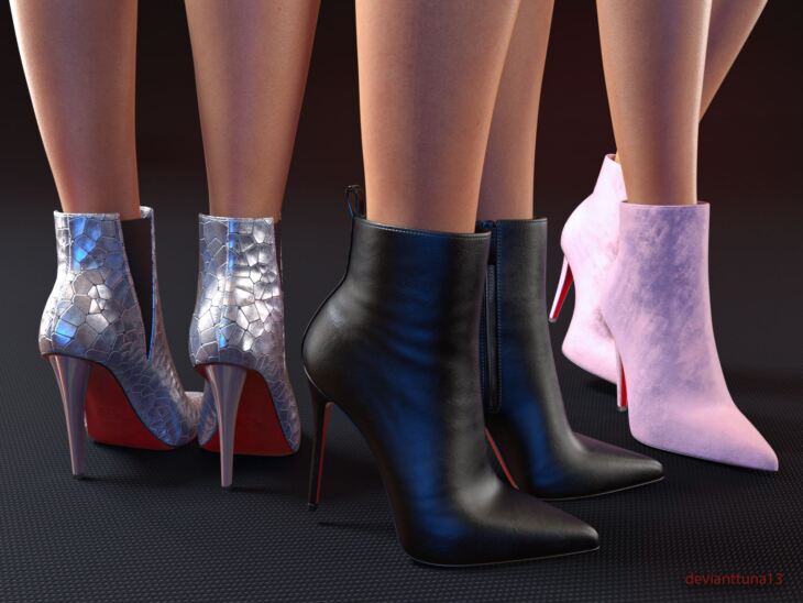Pointed Toe Ankle Booties for G8F and G9_DAZ3D下载站