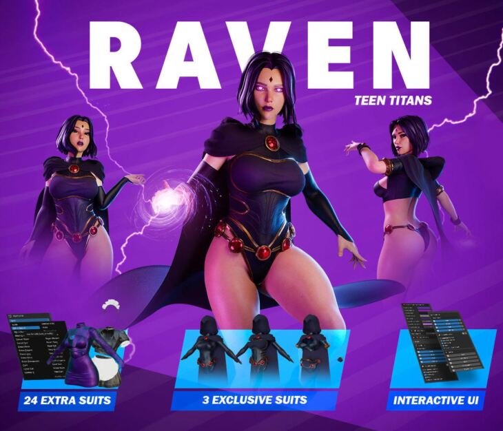 Raven Dc – Teen Titans – Blender 3D model – UE4 VR / AR / low-poly 3d model_DAZ3D下载站