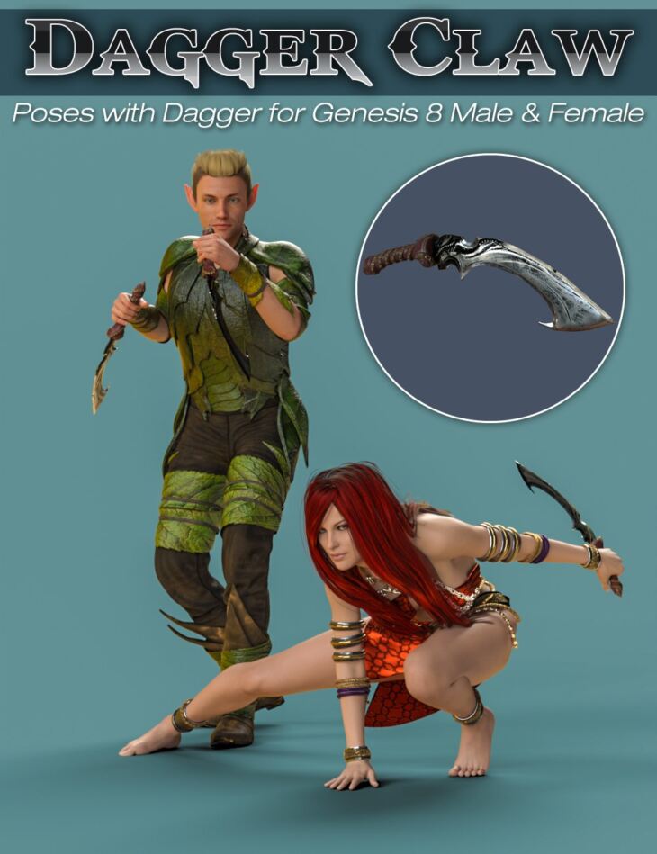 S3D Dagger Claw Prop and Poses for Genesis 8_DAZ3D下载站