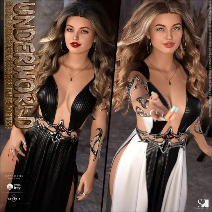 Underworld for dForce Abyss Dress for Genesis 8-8.1F and G9_DAZ3D下载站