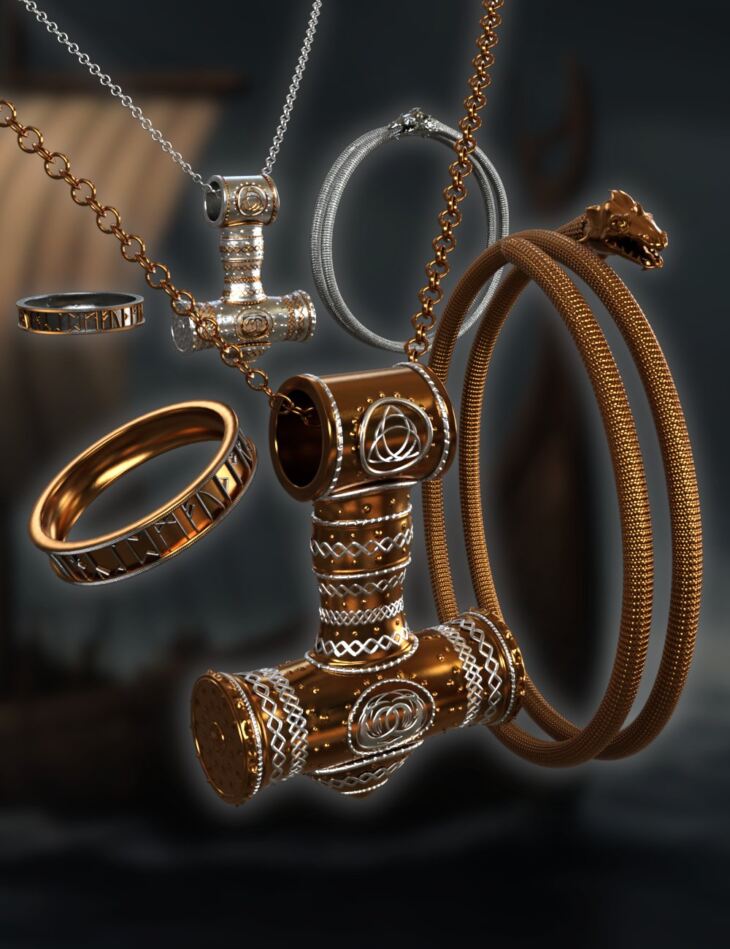 Viking Jewellery for Genesis 9 and 8_DAZ3DDL