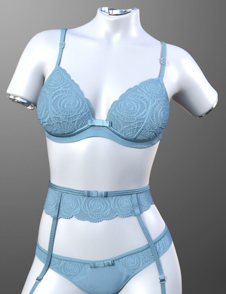 X-Fashion Roses and Bows Lingerie for Genesis 9_DAZ3D下载站