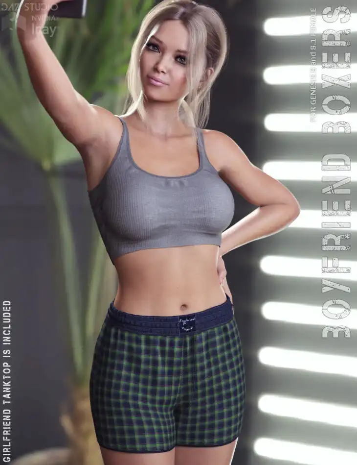 dForce Boyfriend Boxers for Genesis 8 and 8.1 Female_DAZ3D下载站