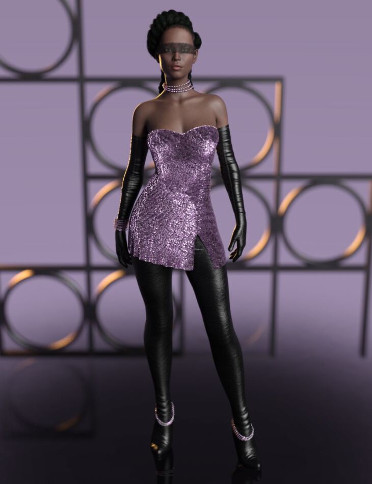 dForce CB Raven Clothing Set for Genesis 8 and 8.1 Females_DAZ3D下载站