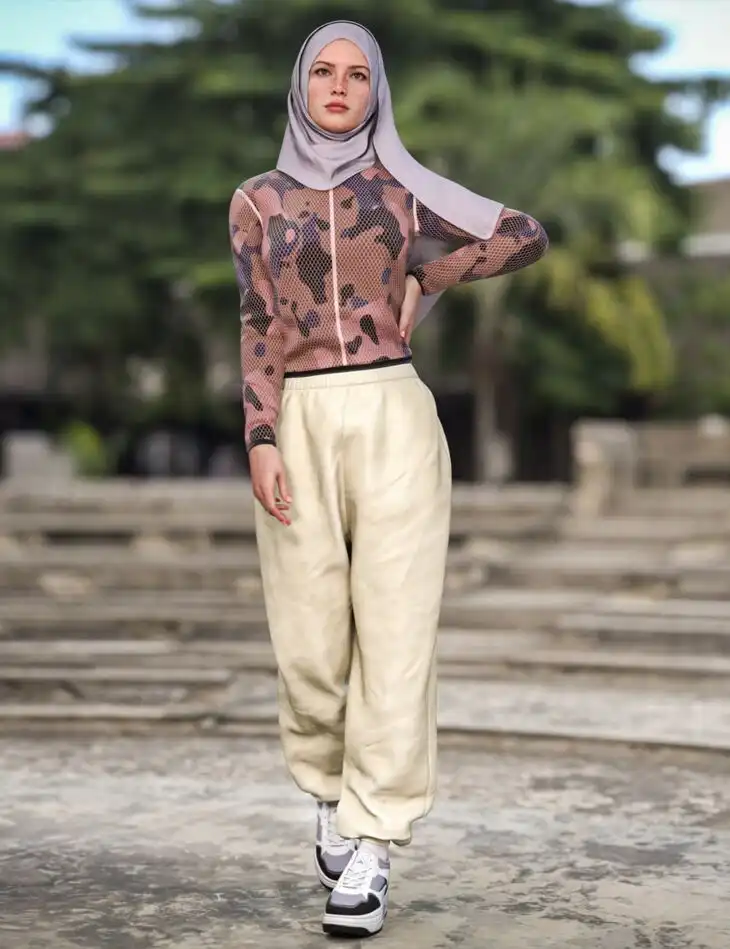 dForce Casual Hijab Outfit for Genesis 9_DAZ3D下载站