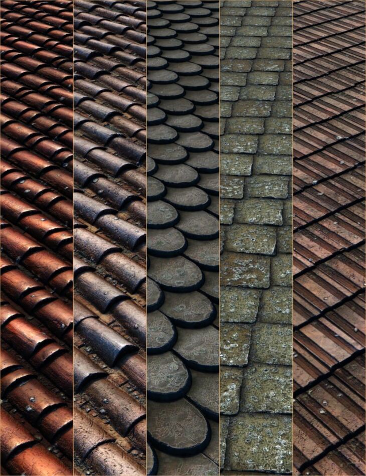 v176 Roof Tiles Iray Textures_DAZ3D下载站