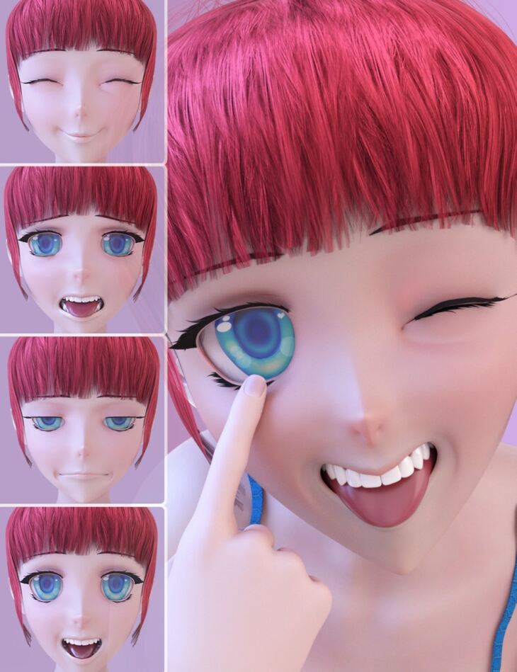 Anime Expressions for Sakura 8_DAZ3D下载站