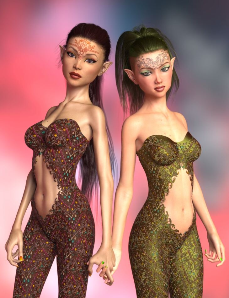 Breena, Ella and Bodysuit for Genesis 8 Female_DAZ3D下载站