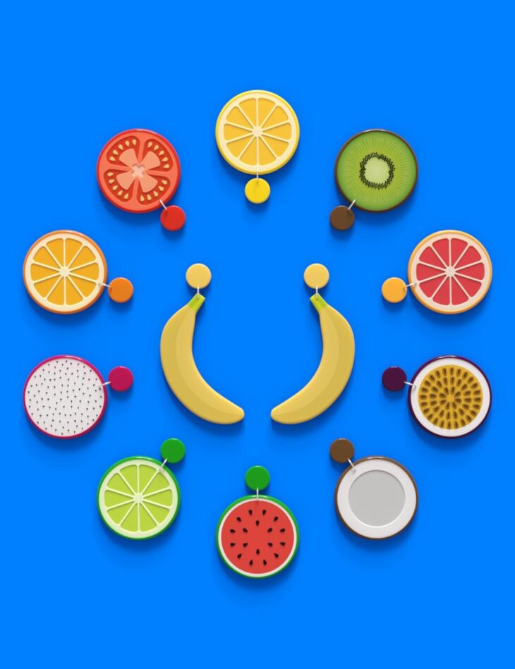 Feeling Fruity Earrings for Genesis 9, 8.1, and 8_DAZ3D下载站