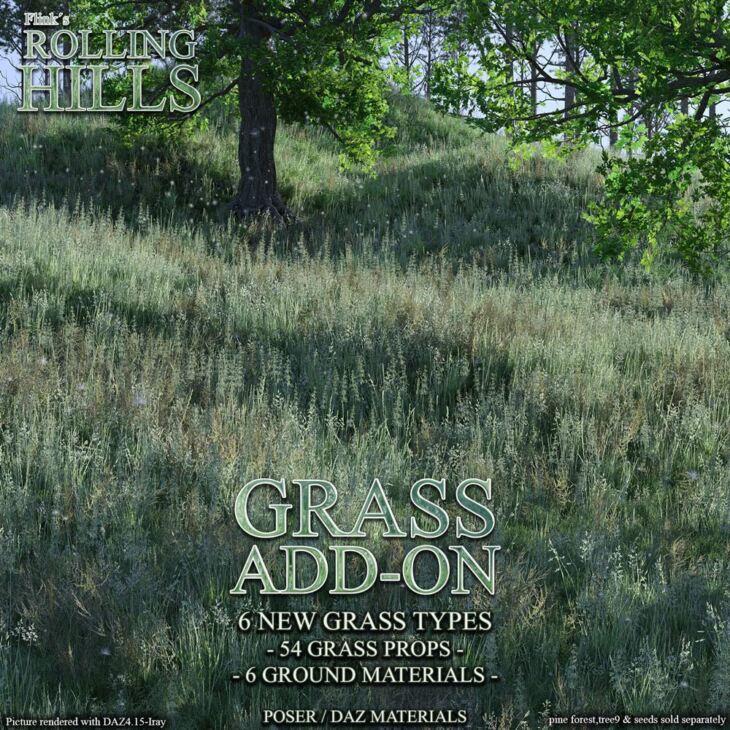 Flinks Rolling Hills – Grass Add-On_DAZ3D下载站