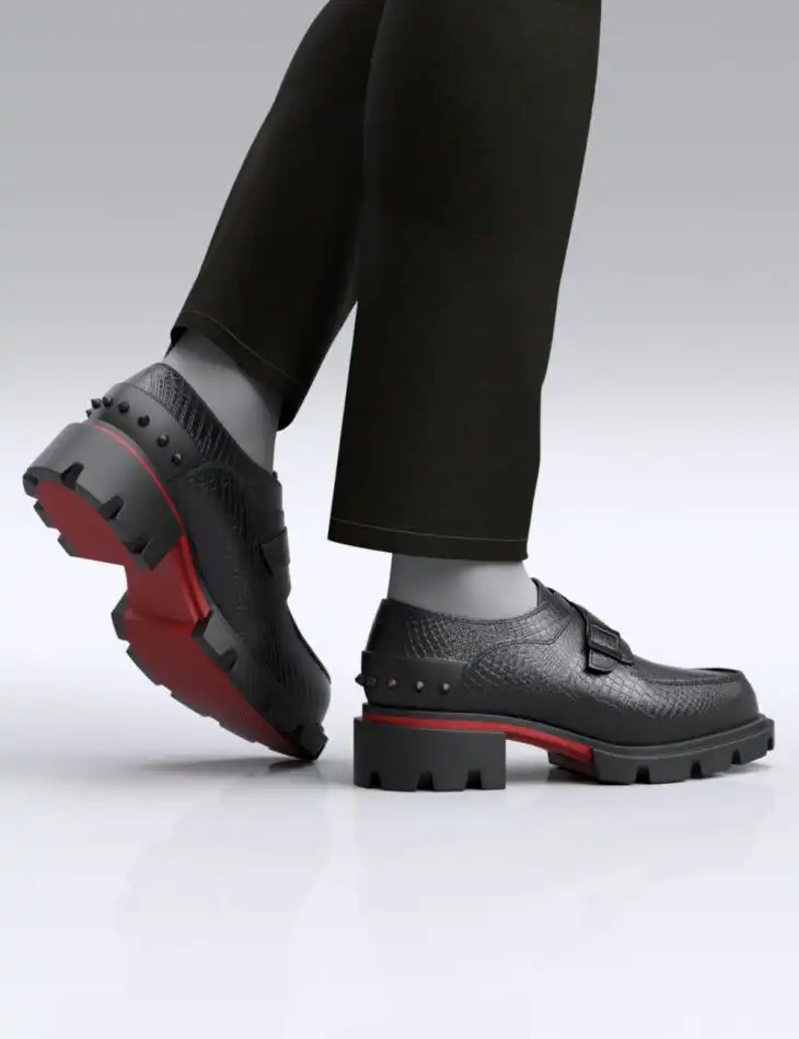 HL Monk Strap Shoes for Genesis 9, 8 and 8.1 Male_DAZ3D下载站