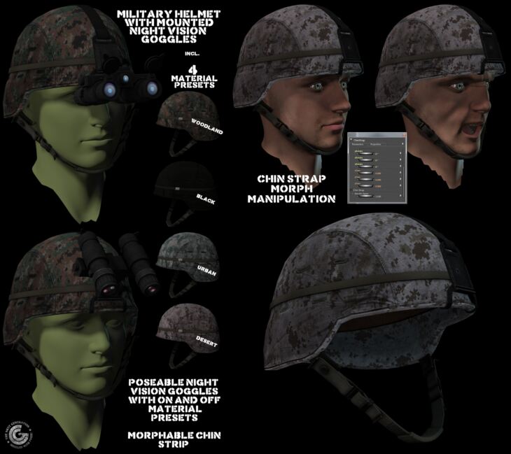 Helmet with NV Goggles_DAZ3D下载站