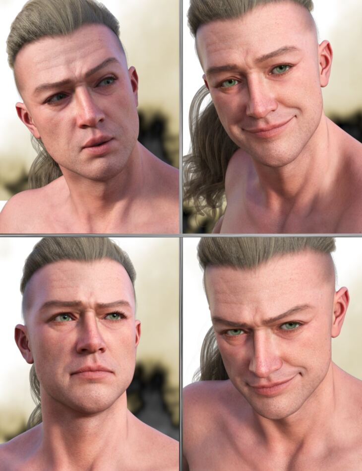 JW Manly Face Expressions for Ivar 9_DAZ3D下载站