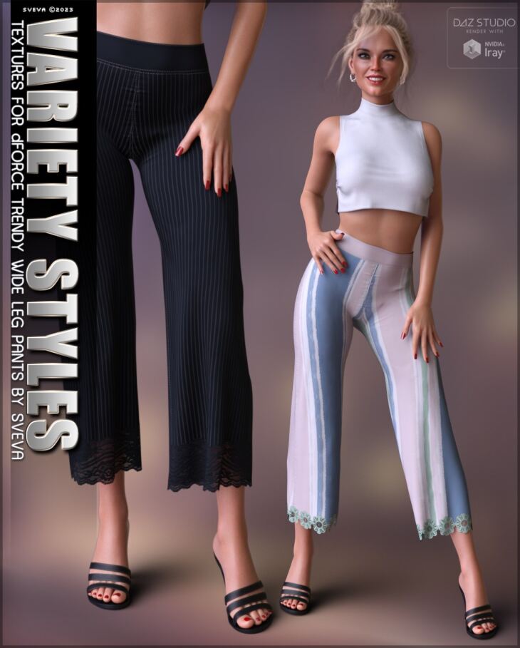 Variety Textures for Trendy Wide Leg Pants_DAZ3DDL