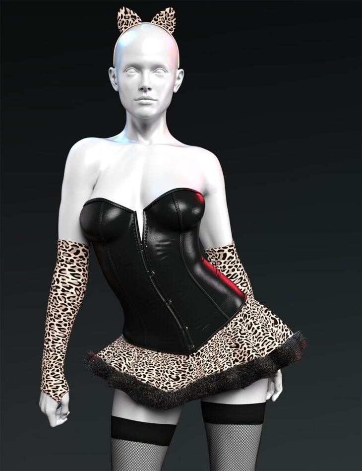X-Fashion Animal Print Corset for Genesis 9_DAZ3D下载站