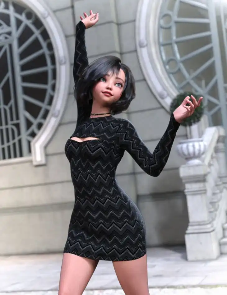 dForce Knit Dress for Genesis 9_DAZ3D下载站