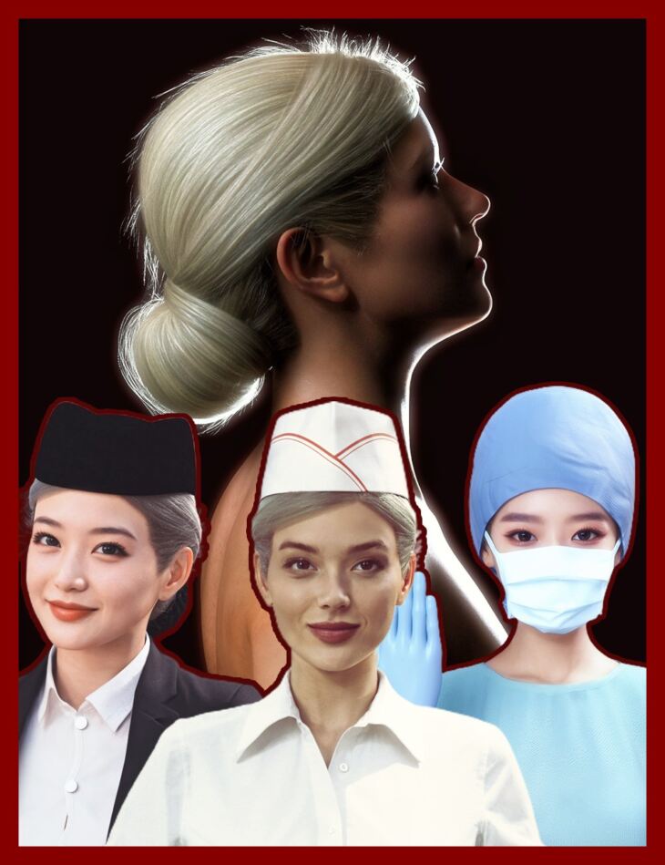 dForce Nirv Low Chignon Professional Hair and Caps for Genesis 9 and 8 Female_DAZ3D下载站