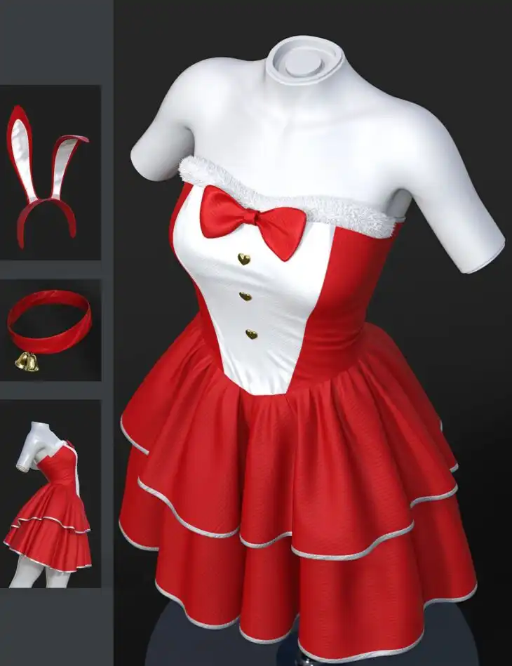dForce SU Cute Bunny Girl Outfit for Genesis 9, 8.1, and 8 Female_DAZ3D下载站