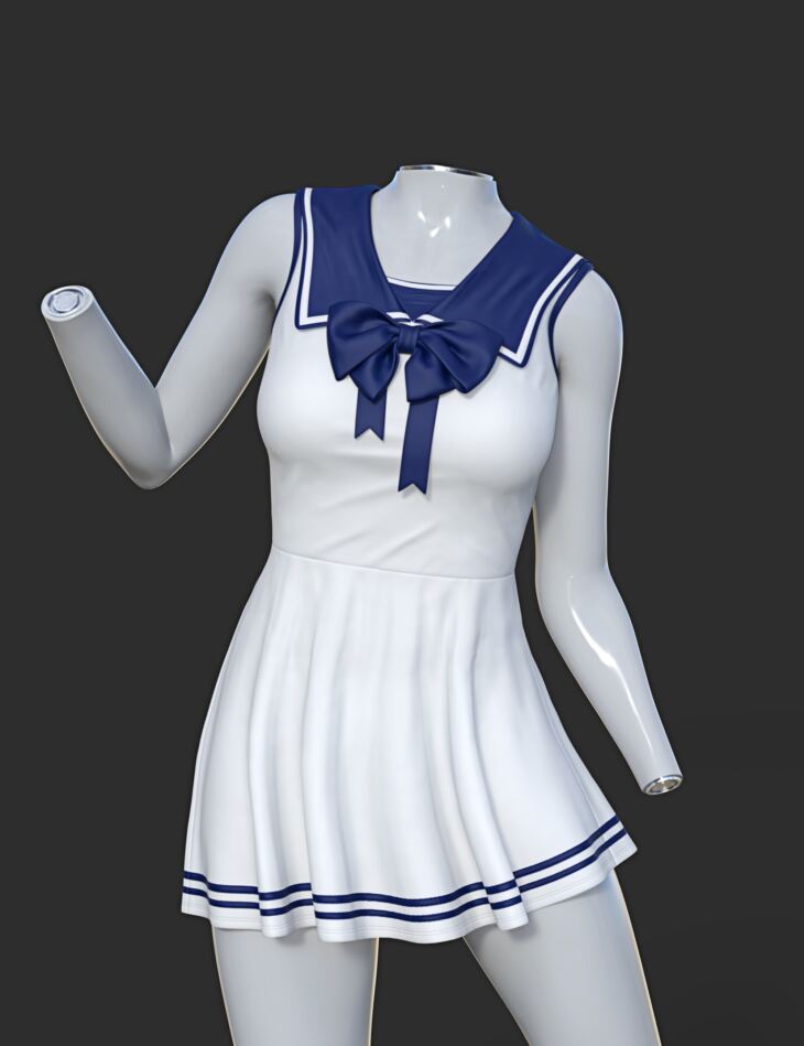 dForce SU Sailor Outfit for Genesis 9, 8.1, and 8 Female_DAZ3D下载站