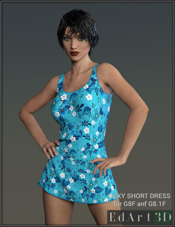 dForce Sexy Short Dress for G8 and G8.1 Female_DAZ3D下载站