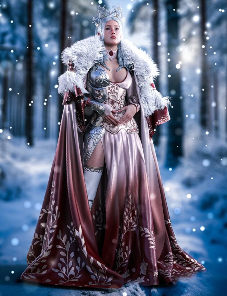 dForce Snowflake Queen Outfit Texture Add-On_DAZ3D下载站