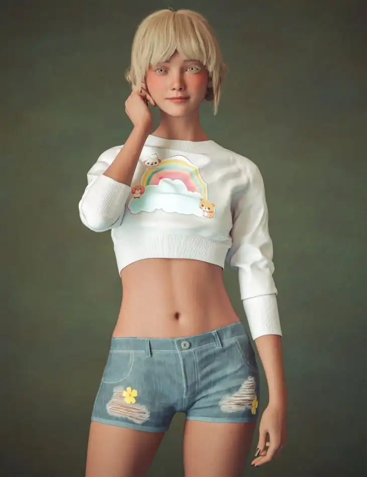 BW Cool CutOffs Outfit for Genesis 9, Genesis 8, and 8.1 Females_DAZ3D下载站