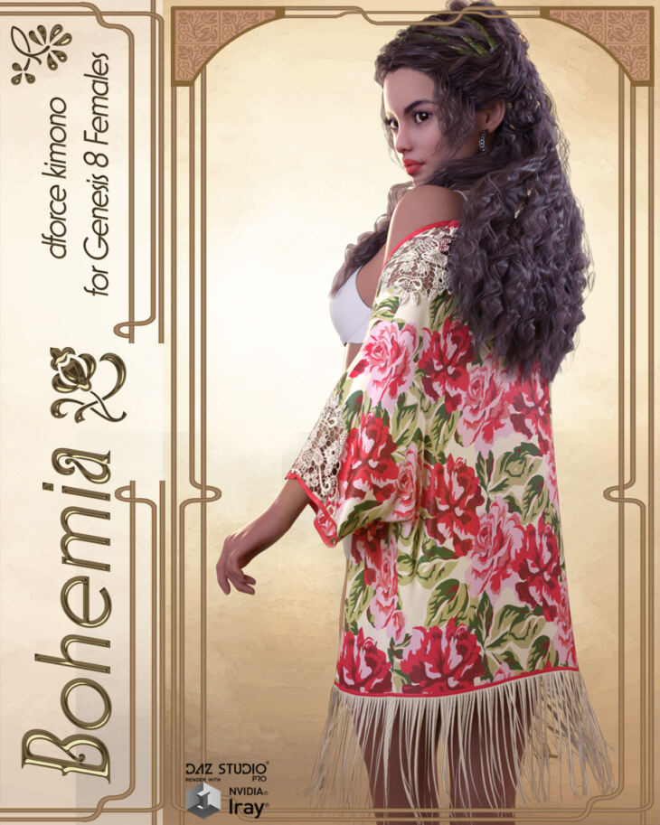 Bohemia – dForce kimono for Genesis 8 Female(s)_DAZ3D下载站
