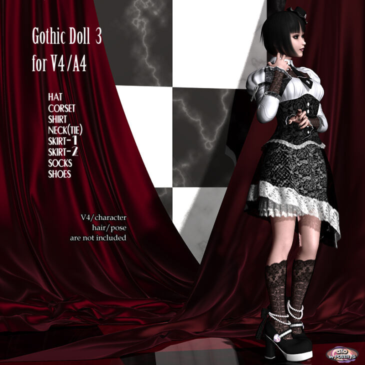 Gothic Doll3 for V4/A4_DAZ3DDL