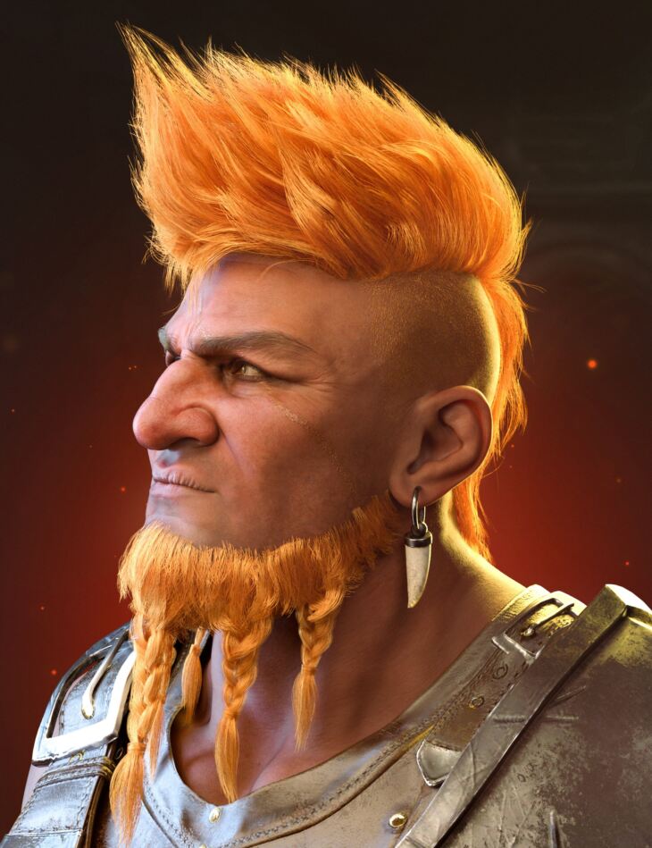 HS Wildfire Mohawk and Beard For Genesis 9, 8, and 8.1 Males_DAZ3DDL