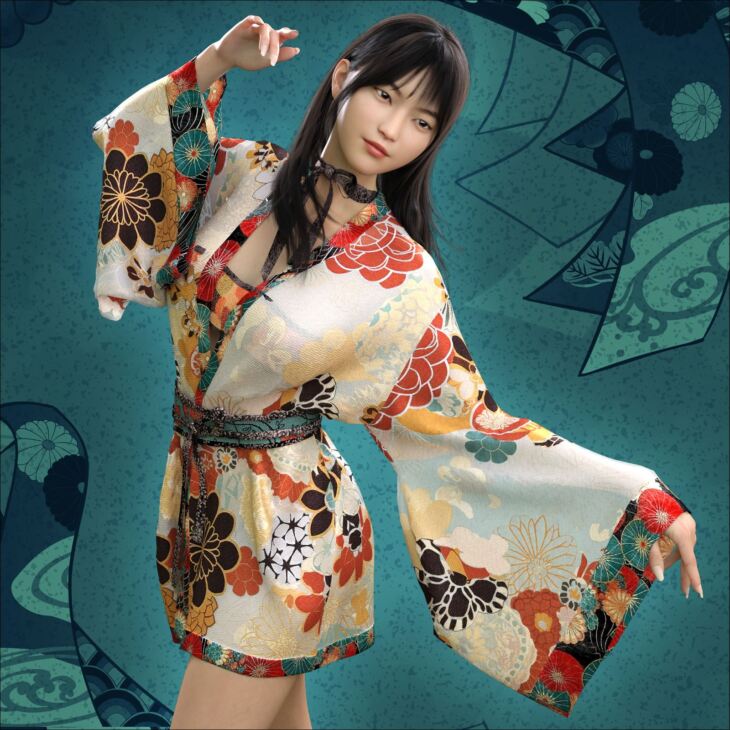 Karafuru for the Japanese Kimono dforce_DAZ3D下载站