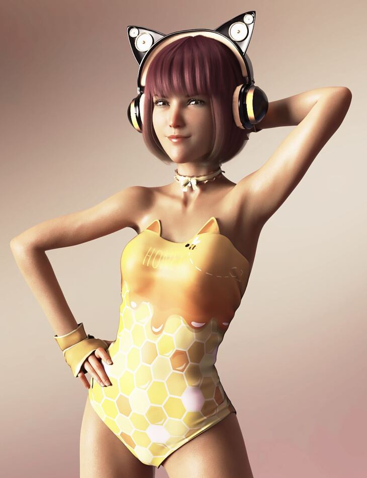 Kawaii Cat Headset for Genesis 3 and 8 Female(s)_DAZ3DDL