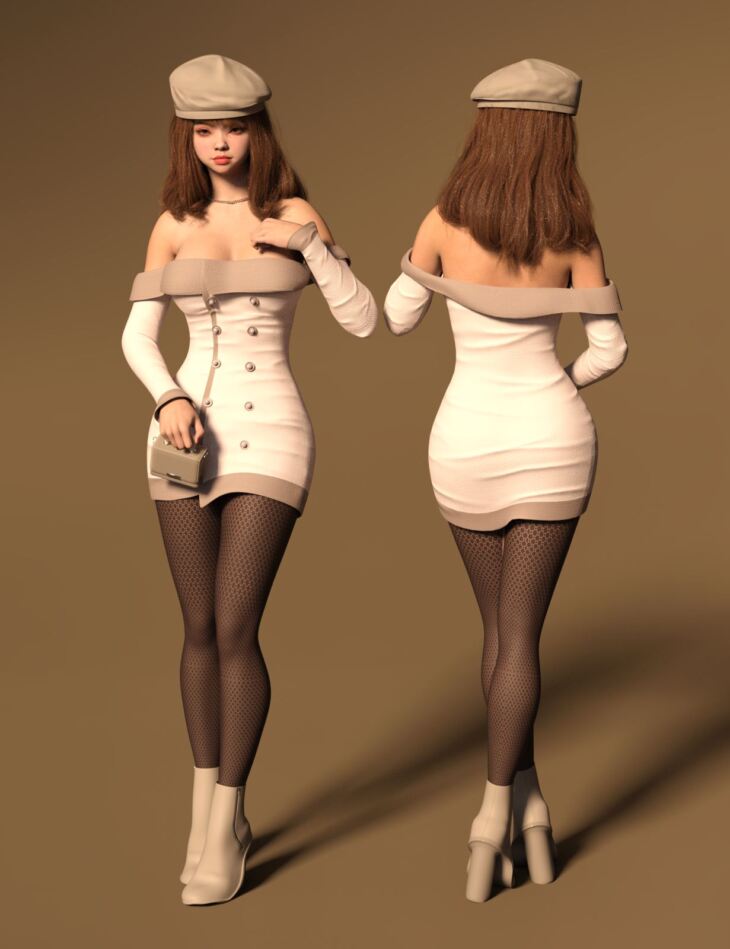 Pearly Off Shoulder Outfit_DAZ3D下载站