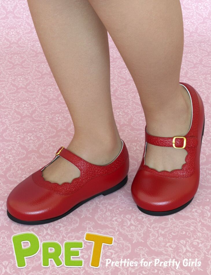 PreT Girls Strap Shoes for Genesis 8 Females_DAZ3DDL
