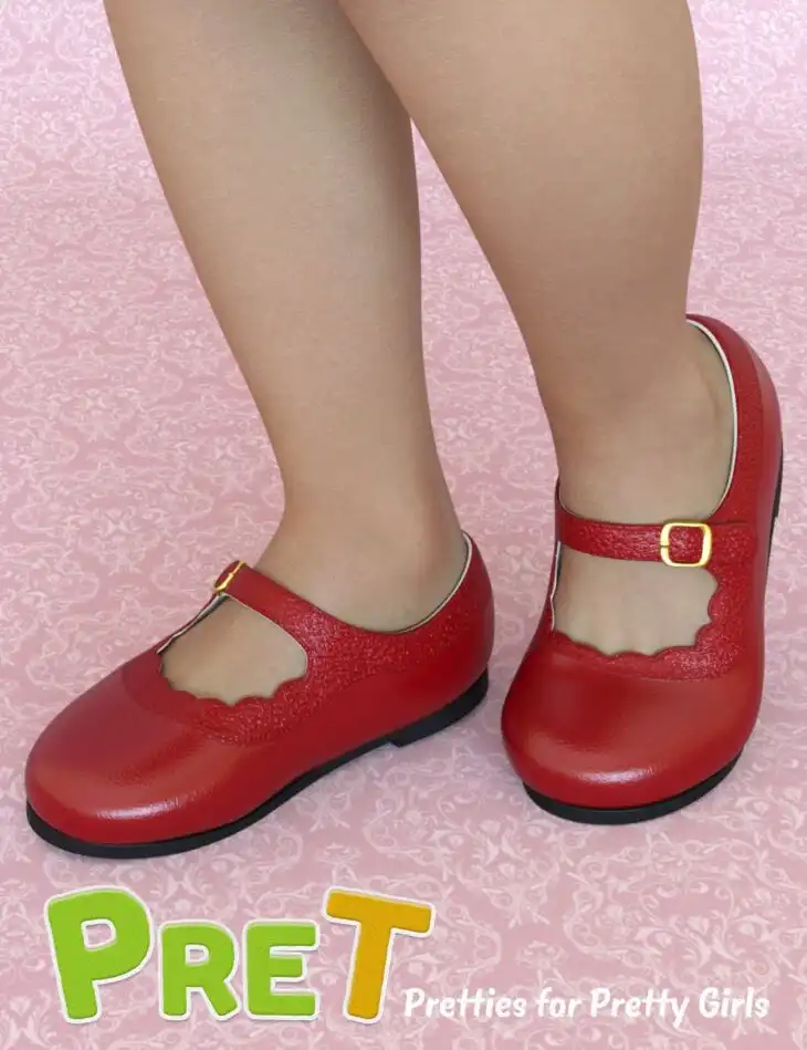 PreT Girls Strap Shoes for Genesis 8 Females_DAZ3D下载站