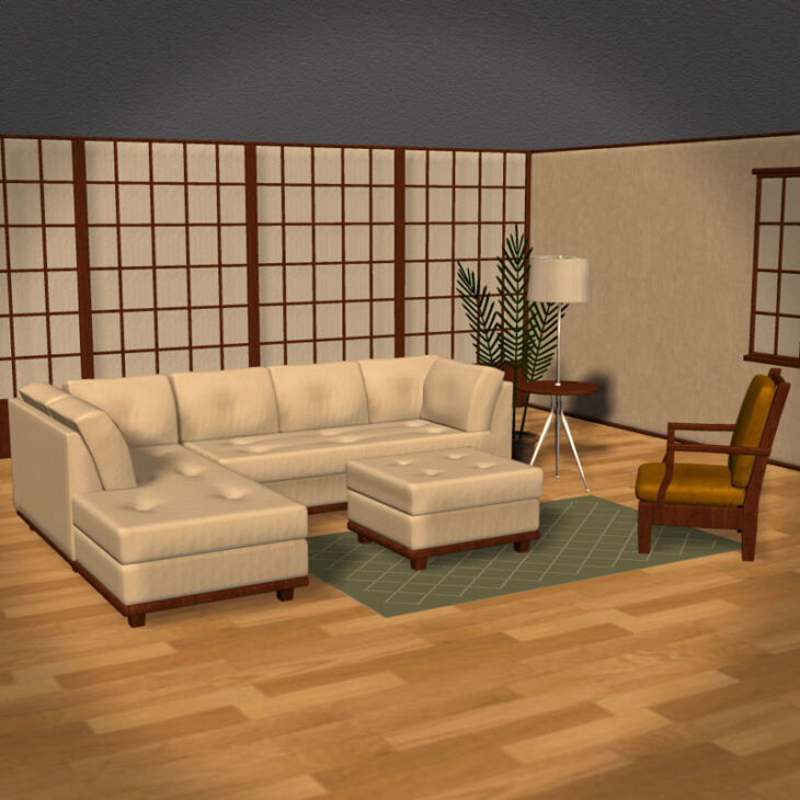 Sectional Living Room_DAZ3D下载站